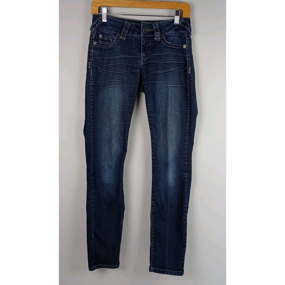 Maurices Womens XS Dark Blue 5 Pocket Straight Leg‎ Stretch Denim Jeans